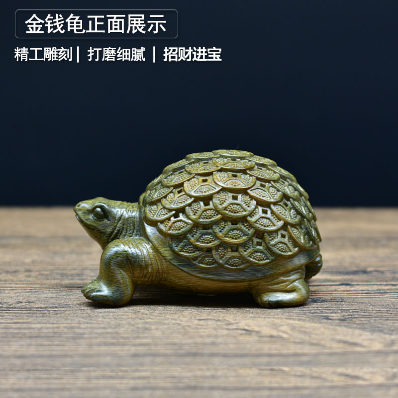 绿檀木招财手把件金钱龟木质貔貅文玩中式木头把玩件葫芦动物实木