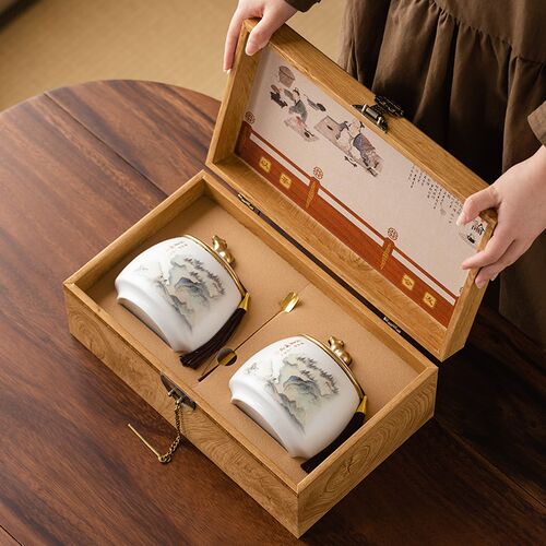 高档复古陶瓷茶叶罐礼盒装空盒红茶白茶绿茶通用茶叶包装礼盒定制
