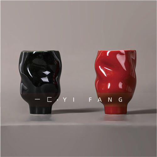 一匚简约样板间琉璃高级小型花器售楼处餐桌客厅玄关迷你花瓶摆件