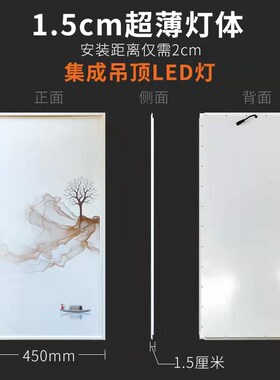 450x900集成吊顶灯LED平板灯客厅餐厅铝扣板嵌入式大板led灯45x90