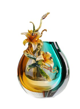 珐琅彩琉璃花瓶摆件客厅电视柜酒柜玄关高档插花装饰乔迁新居礼品
