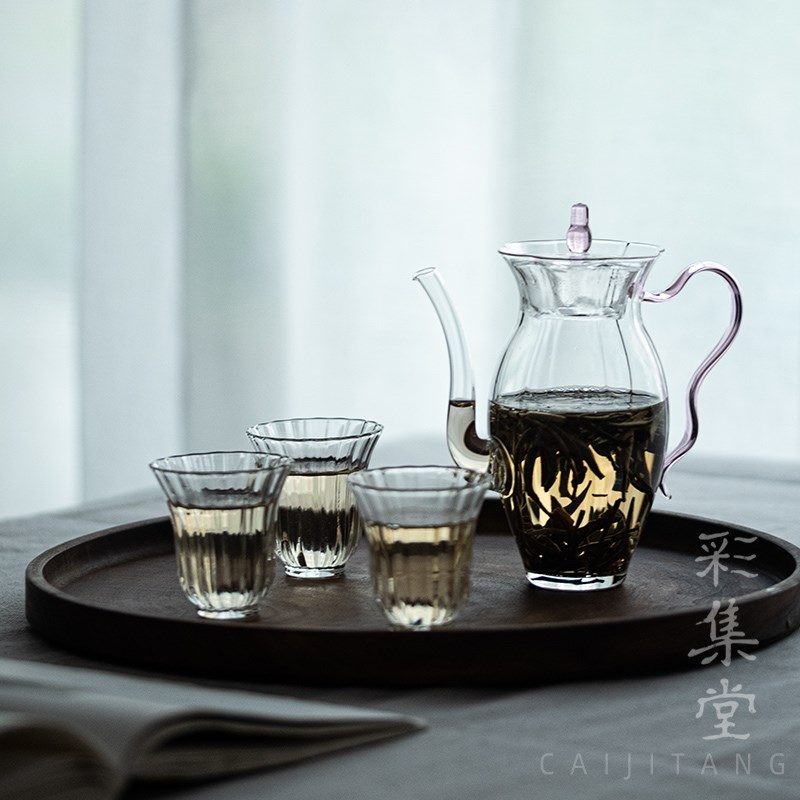 彩集棠 花漫耐热玻璃茶壶 内孔过滤冲泡花茶壶功夫茶具茶杯套装