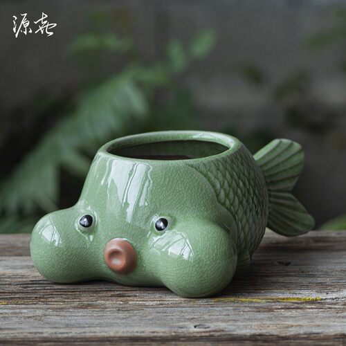 多肉的花盆陶瓷兰花盆蝴蝶兰盆景陶盆创意小鱼绿植发财树粗陶花器
