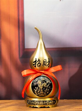 小铜记麒麟葫芦开铜空心纯盖葫芦摆件业居客厅卧室工艺品开家送礼