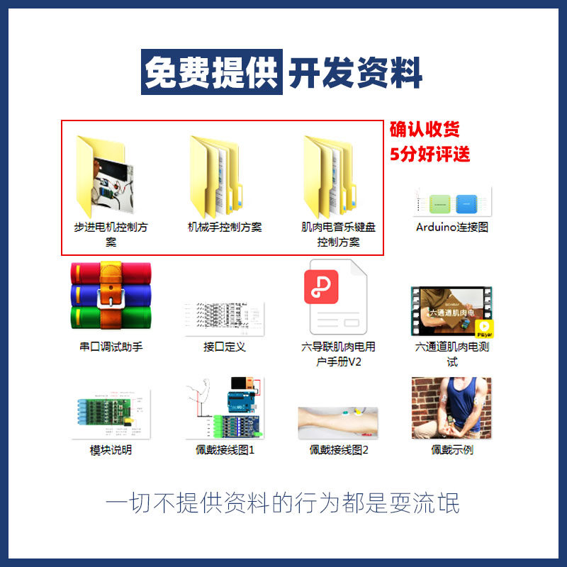 6通道EMG肌肉电传感器模块六导肌电Adui发o开戴套件智能可穿n设备