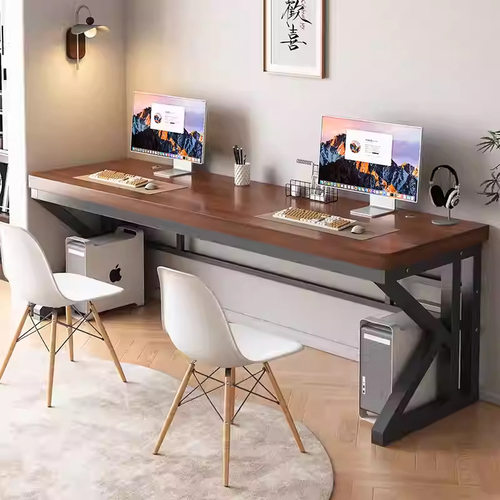 实木电脑桌双人书桌学生家用写字台小户型简易电竞桌台式办公桌子