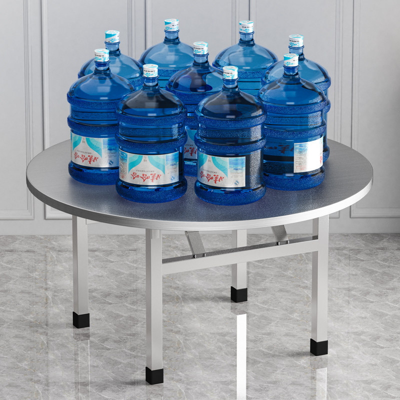 店04不锈钢转盘餐桌折叠桌子圆形酒3饭店大排家流水席圆桌面档用