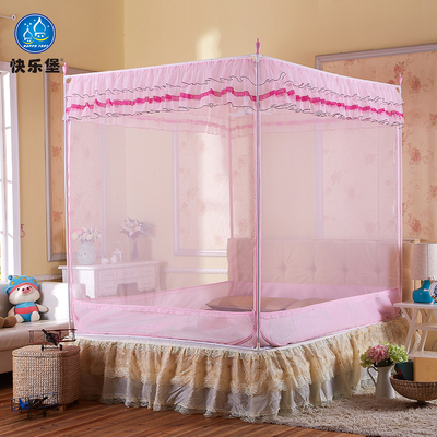 蚊帐摔童1儿防.5米1.8m床家用加厚加密固定坐床支架三开门2