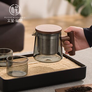 木用玩物玻璃泡茶壶茶道沏量壶大容茶功夫茶具家笙套装红茶泡茶器