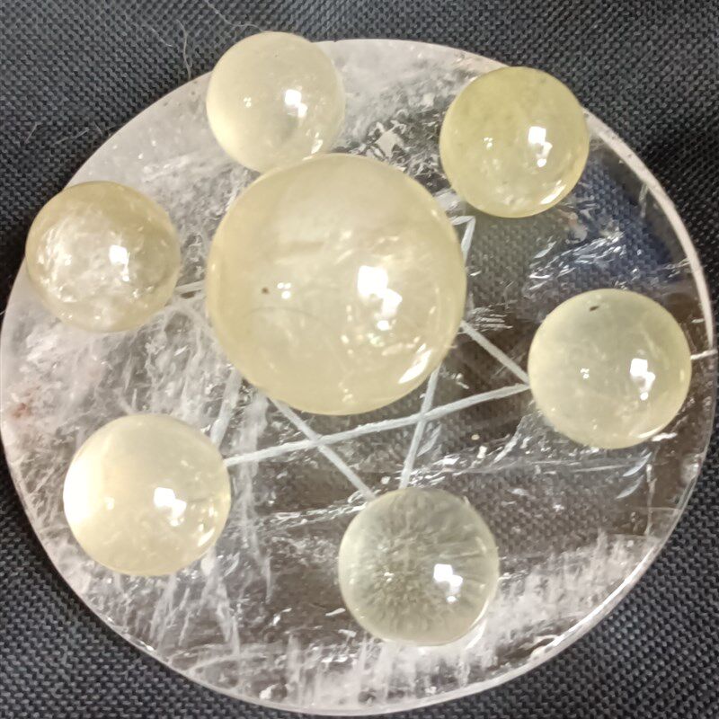 天然黄水晶球摆件白水晶底盘招财家居客厅玄关办公室装饰品送礼品