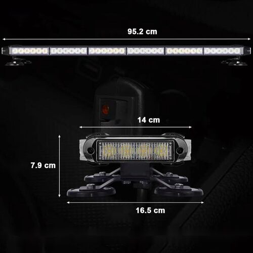 超亮LED警示灯车顶爆闪灯120救护车长排蓝色开道12v24v应急频闪灯