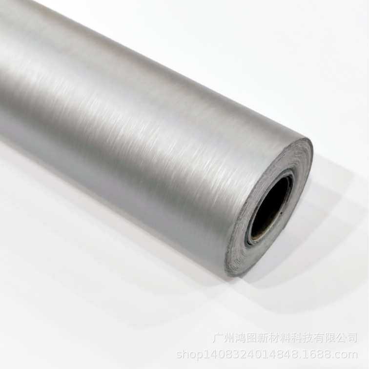 PVC纯色自粘墙纸壁纸电视背景墙银拉丝橱柜翻新贴纸素色防水轻奢