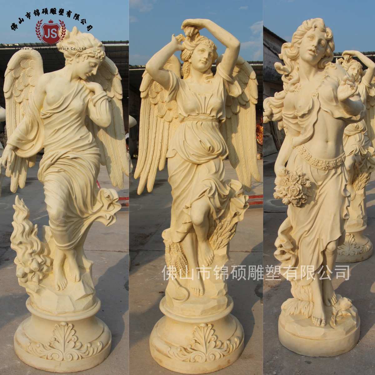 砂岩欧式人物雕塑摆件 出口西方天使雕塑 酒店玻璃钢雕像四季女神