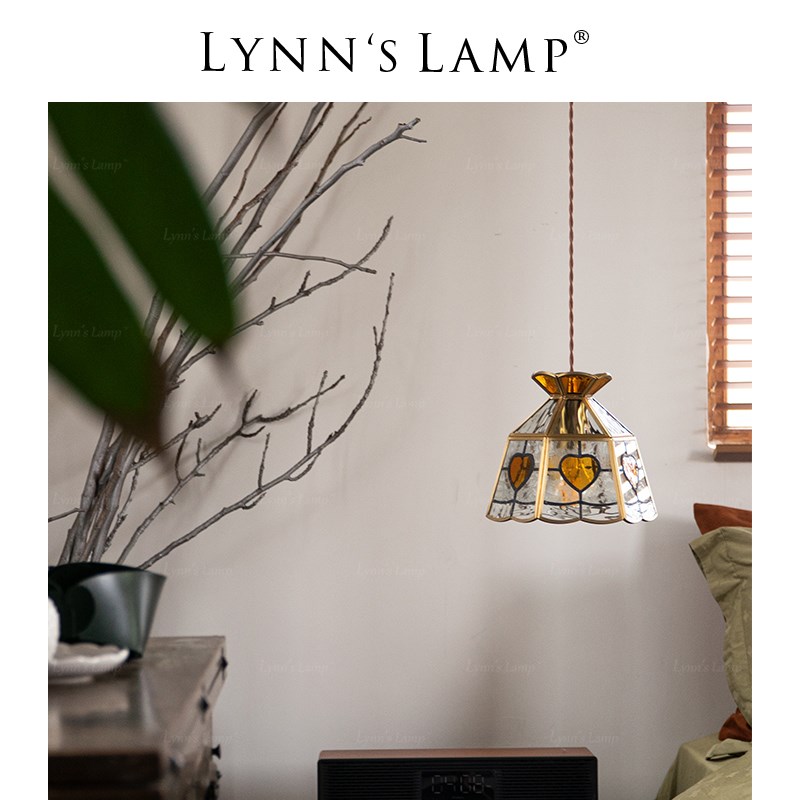 Lynn清地中海风格彩色玻璃吊头餐厅吧台小s新复古琉璃床灯灯