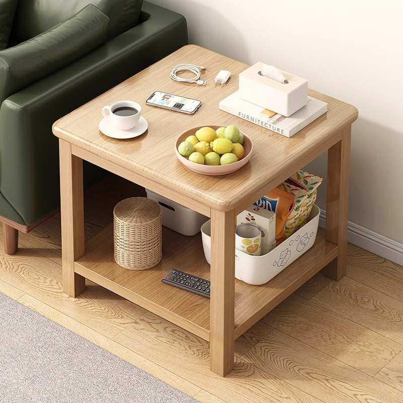 实木沙发边几边柜客厅简易双层小茶几出租屋简约现代正方形桌子,3C数码配件,摄像机配件,淘宝优惠券,粉丝福利购,淘宝优惠卷