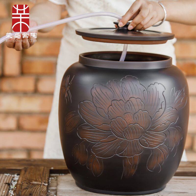 水水家用储水用桶瓷带盖纯净水桶老式储陶缸新款茶台泡茶抽水养水