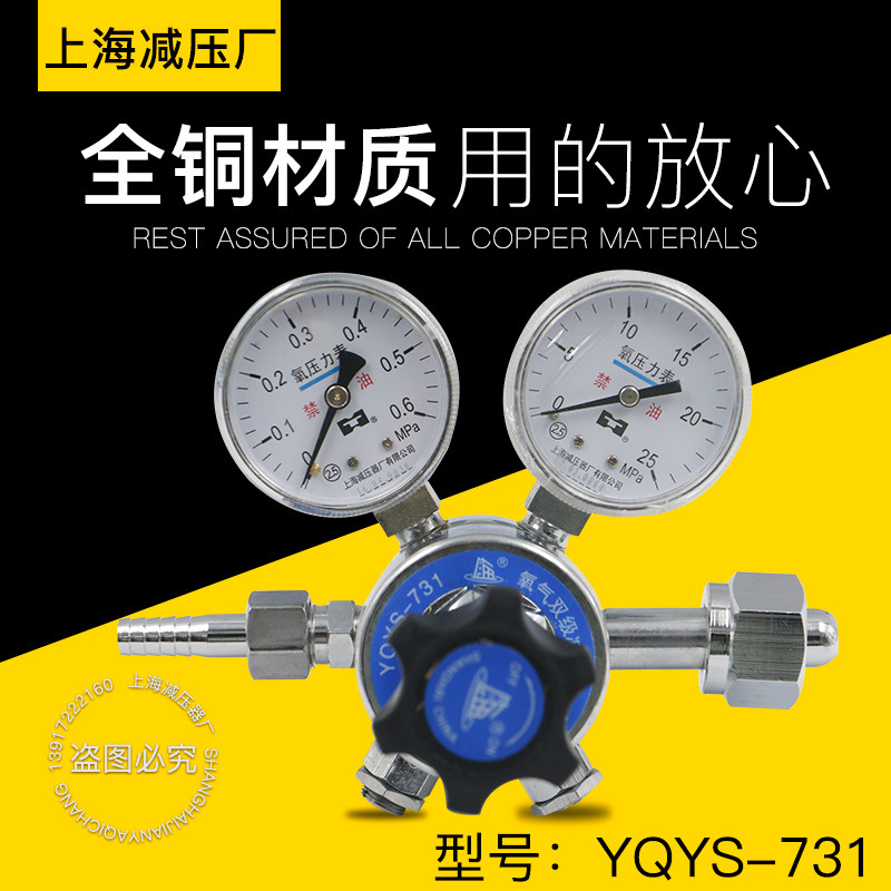 YQYS-731双极式氧气减压器调压阀减压调压稳定上海减压器厂压力表