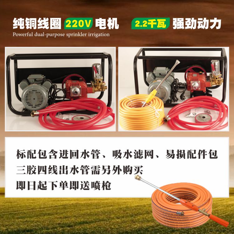 联农220V市电电动高压虫用打药喷雾机26型高压泵架雾器框喷除农机