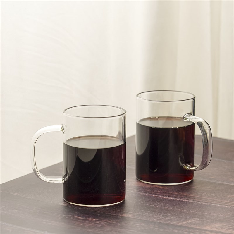一屋窑加厚耐热玻璃杯透明杯直身杯牛奶水杯子带手把泡绿茶杯无铅