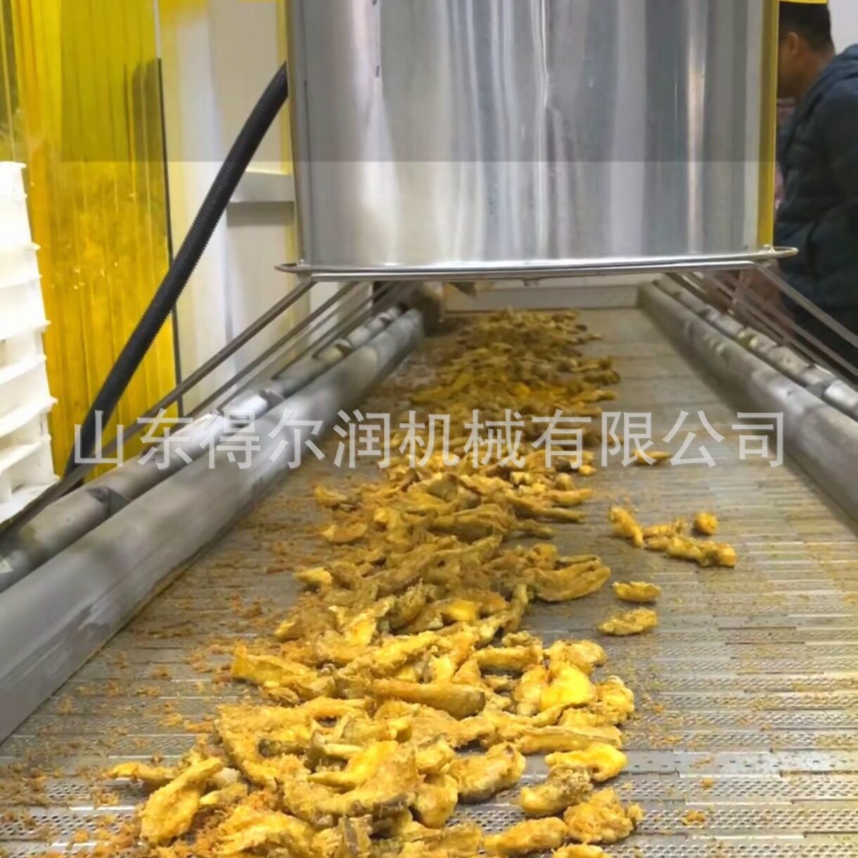 油炸平菇条生产线 全自动蘑菇条油炸机 挂浆工艺 真空过滤油渣