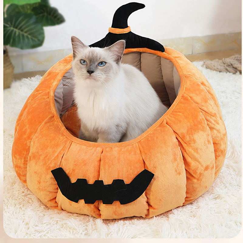 南瓜窝猫窝四季通用狗窝冬季保暖睡垫房屋子床宠物窝咪万圣节用品