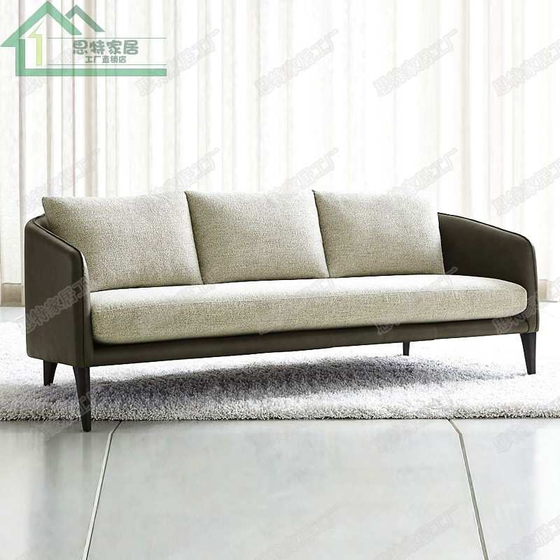 新款北欧风格小户型皮布沙发现代轻奢影楼样板房酒店双人三人家具