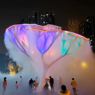 创意雾森天空树景区农庄大型互动装置 网红打卡灯光亮化美陈造型