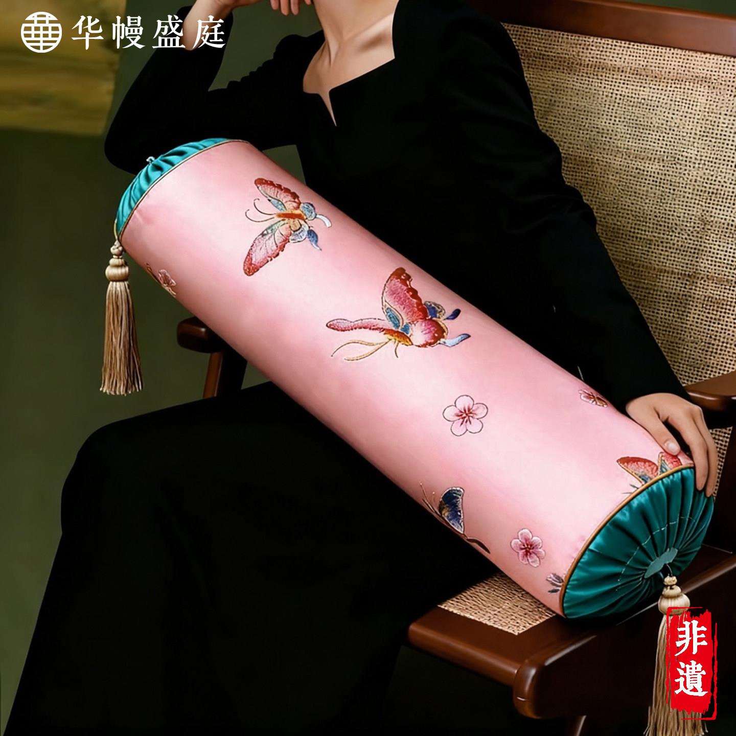 长条抱枕新中式刺绣糖果枕罗汉床专用扶手枕沙发腰枕靠枕高级靠垫