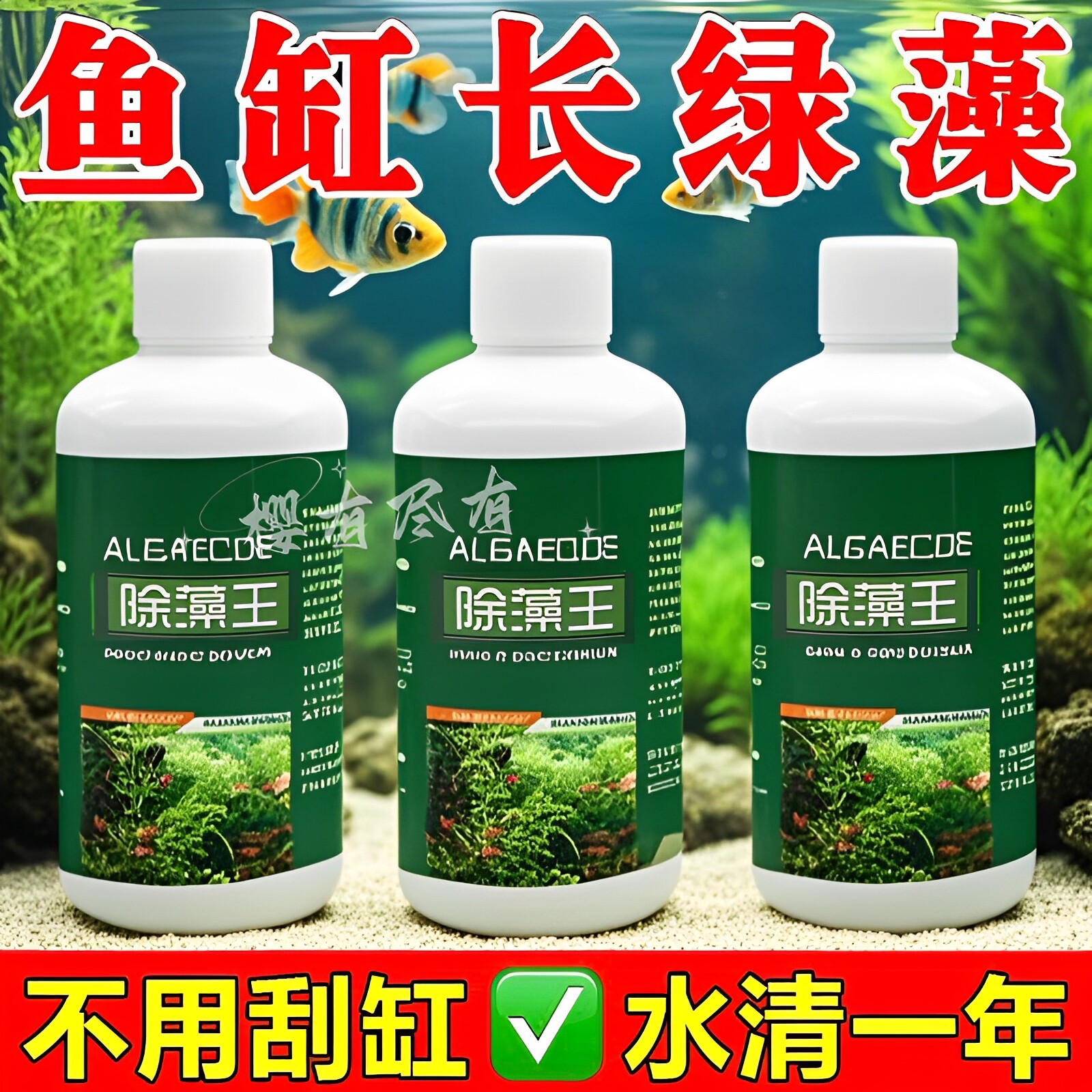 【除藻王】鱼缸除藻剂不伤鱼藻类青苔清理剂家用池塘净化吸便器