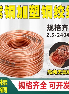 国标包塑线加塑线TJR紫铜铜绞线软接地透明护套软绝缘桥架铜连接