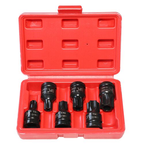 6件中空梅花套筒批头T55 T60 T70 T80 T90 T100汽修专用星批工具