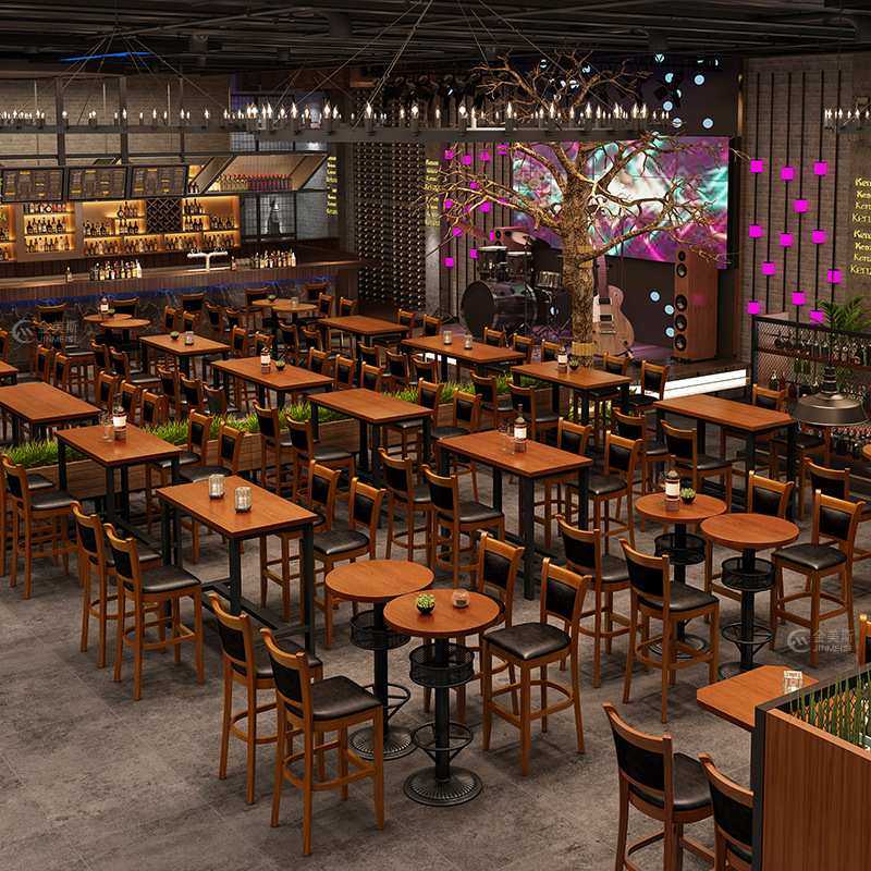 工业风实木酒吧吧台椅桌现代简约吧台高脚凳音乐餐吧清吧夜场桌椅,3C数码配件,摄像机配件,淘宝优惠券,粉丝福利购,淘宝优惠卷