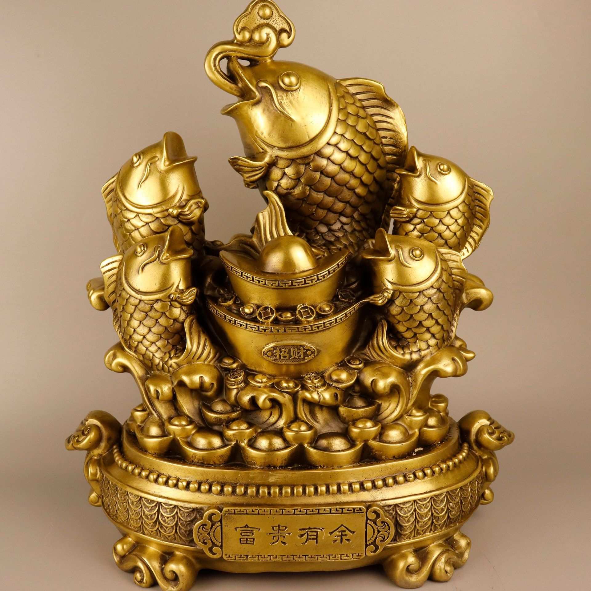 杨铜记 铜鱼聚宝盆 铜富贵有余 铜工艺品摆件厂家