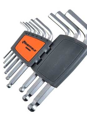 钢盾S050003 9件套公制标长球头内六角扳手手动扳手套装套管