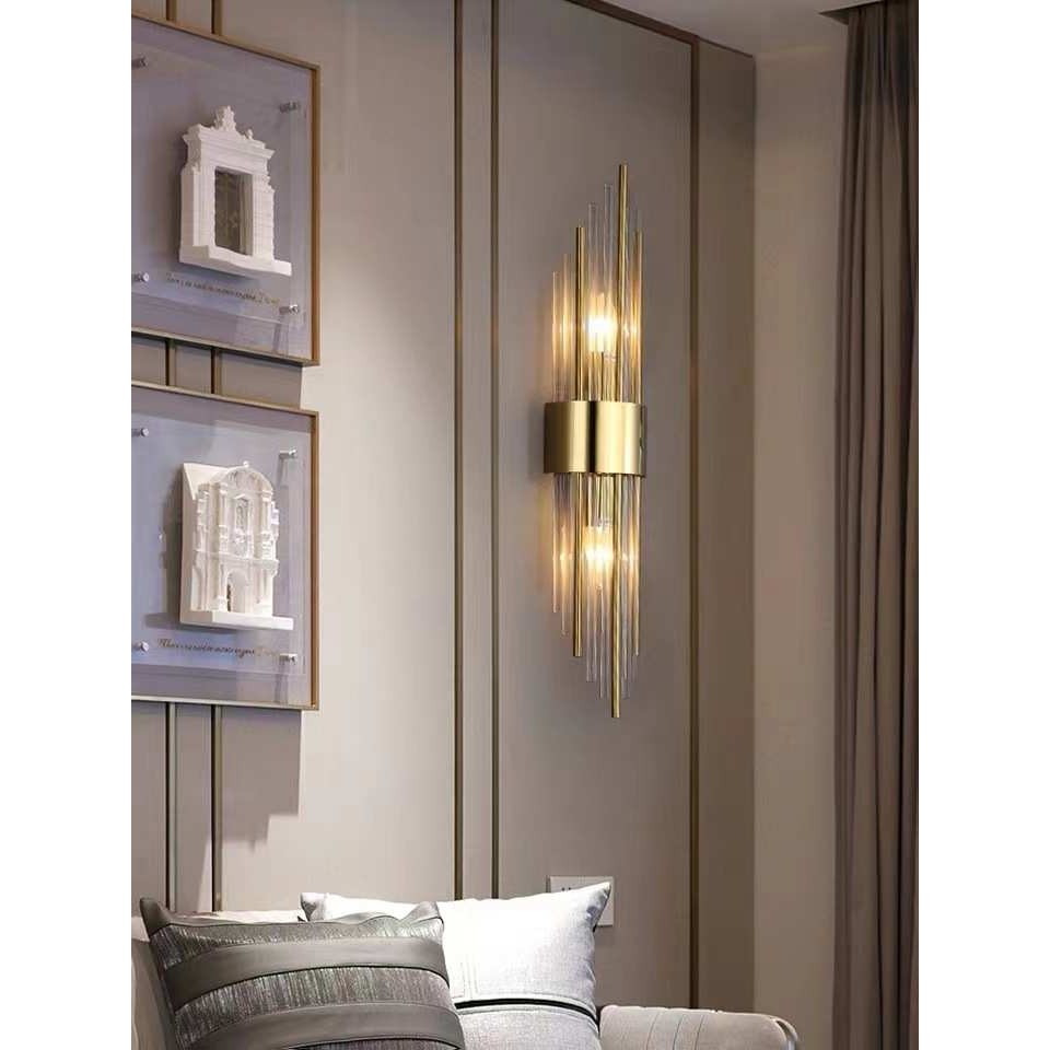 后现代轻奢壁灯全铜客厅电视背景墙卧室床头灯免接线北欧充电壁灯