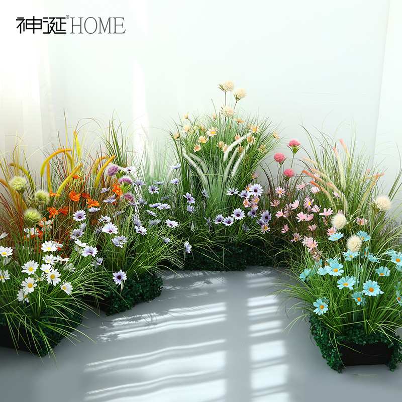 仿真花造景防绿植假花橱窗装饰场景布置地上防真花丛摆设花艺摆件