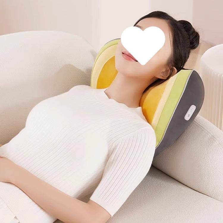 颈椎多功能充电按摩枕腰靠背部按摩器腰椎车在颈部热敷腰靠按摩垫