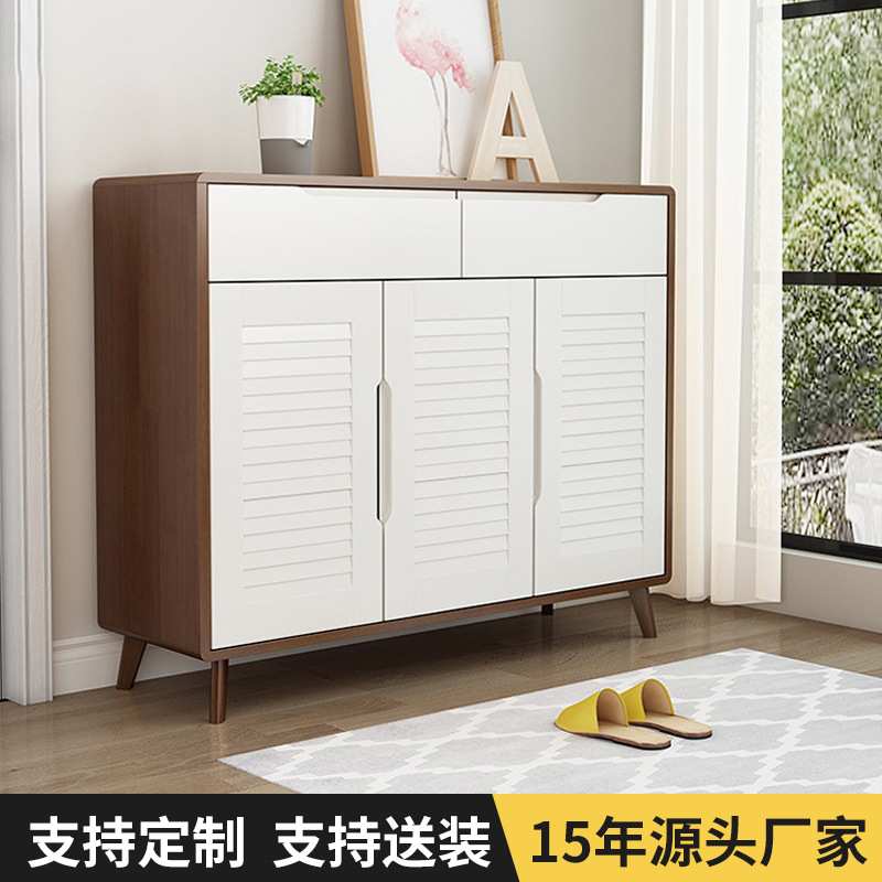 北欧实木鞋柜玄关门口收纳柜现代简约大容量储物柜家具北欧风格