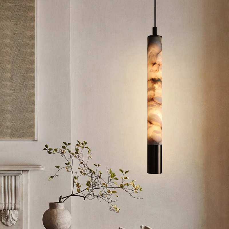 轻奢云石复古吊灯全铜设计师卧室过道餐厅吧台别墅大厅新中式吊灯