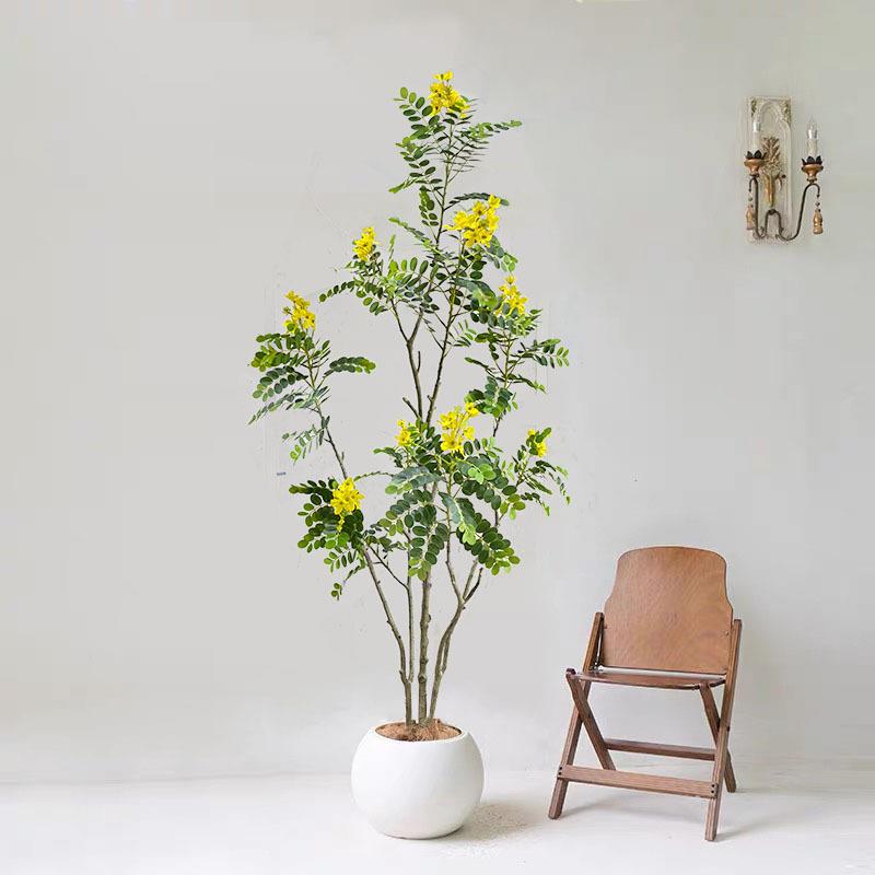大型植物造景ins风轻奢黄金树仿真绿植盆栽室内落地假树装饰摆件