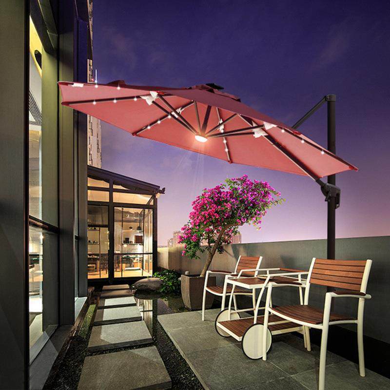 户外遮阳伞庭院花园灯条伞别墅露台罗马伞商用摆摊地摊泳池太阳伞