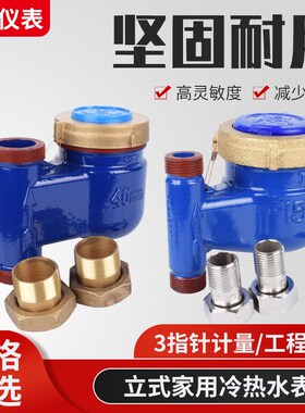 家用出租房立式丝扣水表机械旋翼式湿式数字垂直下进上出冷热水表