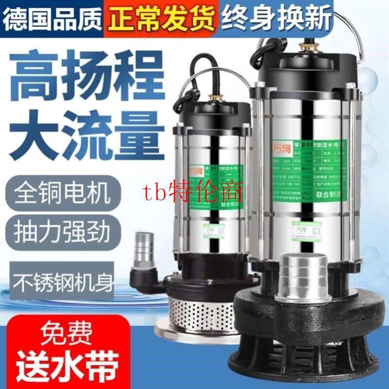 抽水泵家用井水潜水泵磅榜棒镑不锈钢大流量单相220v伏灌溉排污