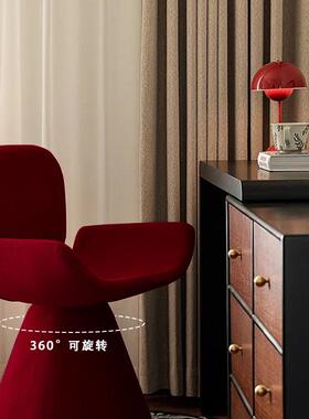 轻奢感主卧化妆凳女生卧室梳妆台化妆椅子可旋转红色单人Tω