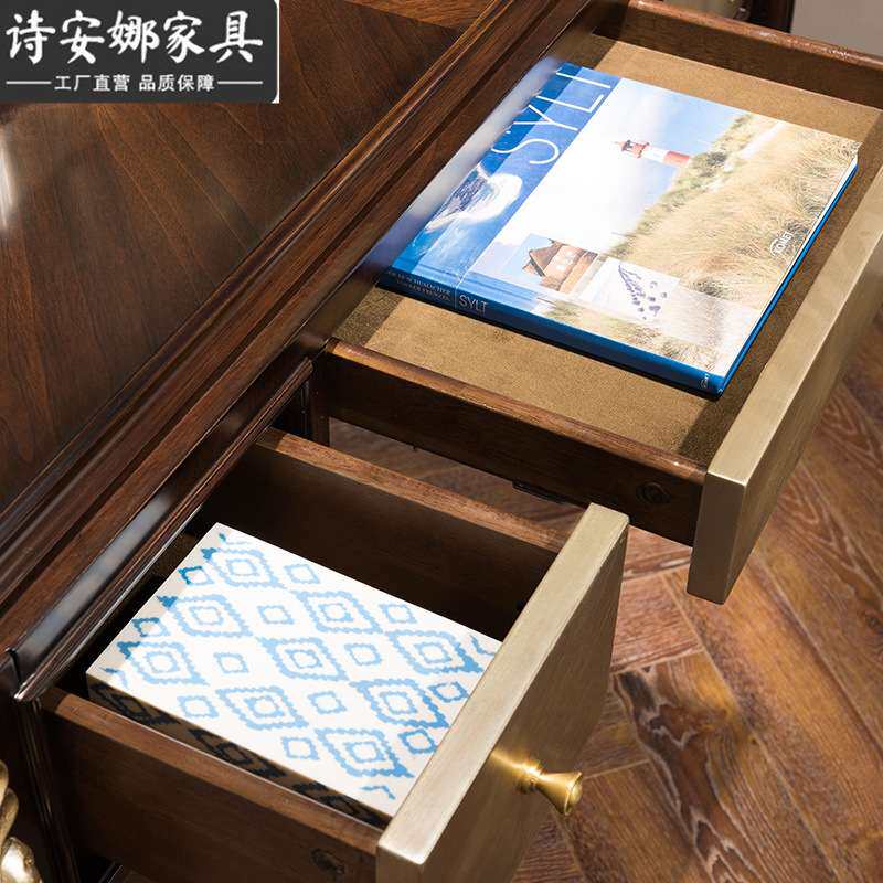 法式新古典实木梳妆台小户型卧室简欧轻奢收纳化妆桌组合T5