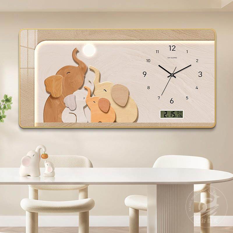 大象餐厅装饰画万年历2024年新款电子钟表挂画客厅背景墙餐桌挂钟,电子元器件市场,其它元器件,淘宝优惠券,粉丝福利购,淘宝优惠卷