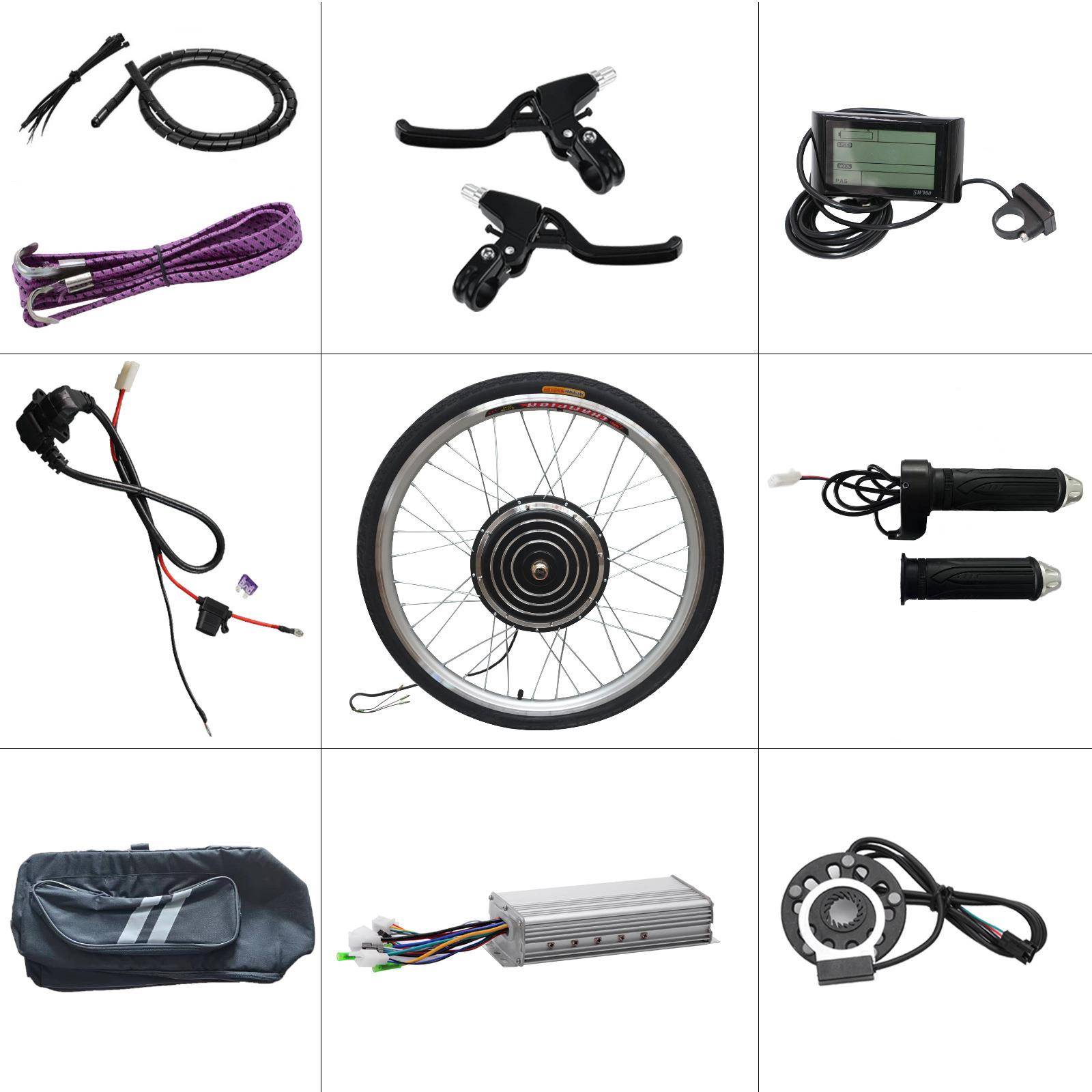 29寸48V800W电动自行车改装套件前轮后轮带显示仪表LCD出口跨境品