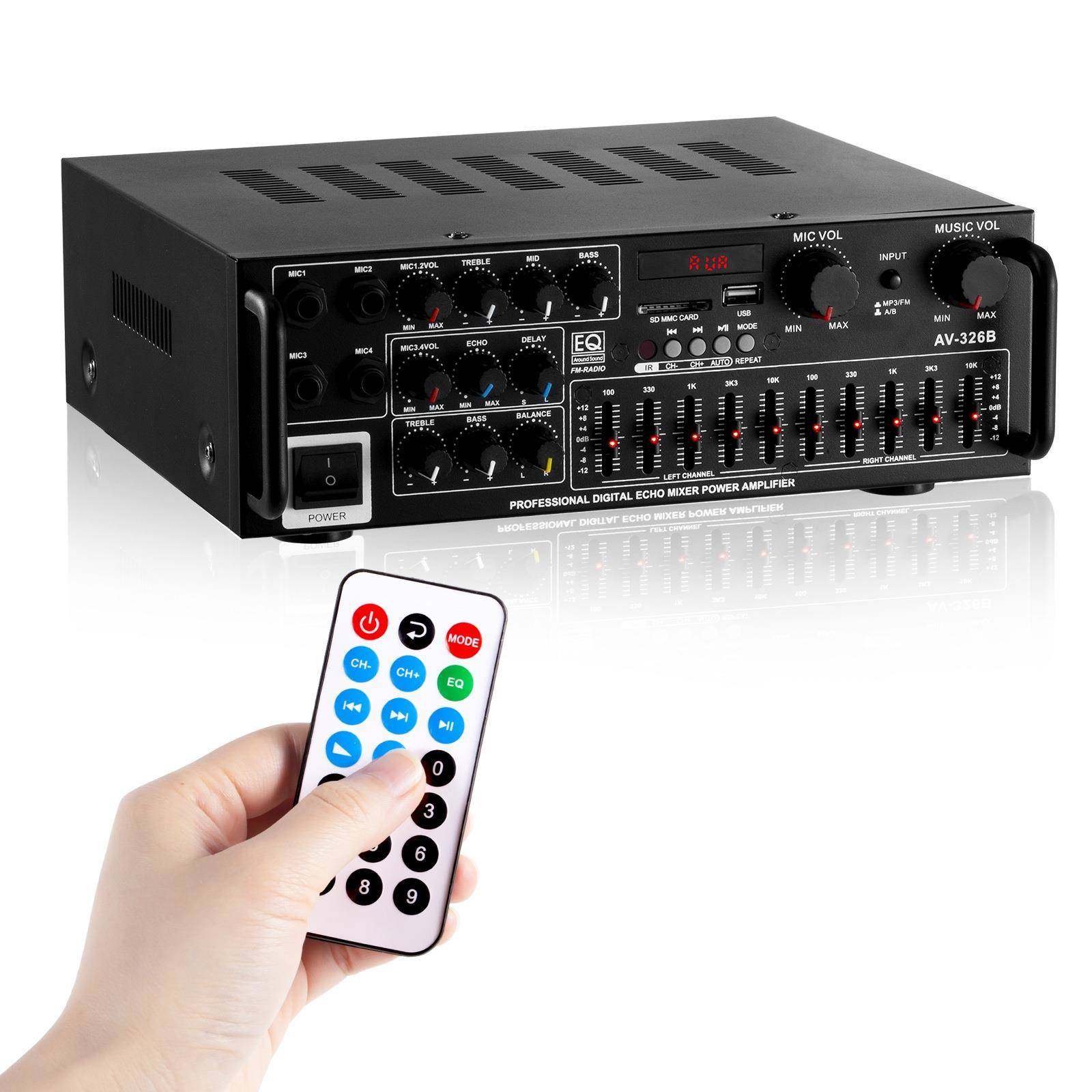 户外Hifi大功率家用功放机12V/220V蓝牙EQ均衡器车载K歌两用功放