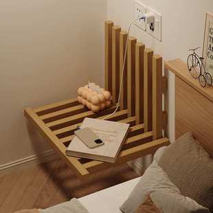 悬浮床头柜创意家用卧室可折叠墙上置物架实木床头柜