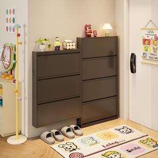 钢制超薄鞋柜家用门口翻斗极窄新款小户型收纳柜一体靠墙入户鞋架